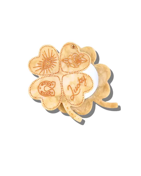 Ivory Combo - Hand Painted Lucky Clover Compact - Solar Eclipse - Printfresh