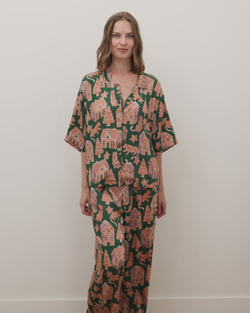 Gingerbread Party - Original Fit Petite Eco Satin Wildest Dreams Set - Hunter Green