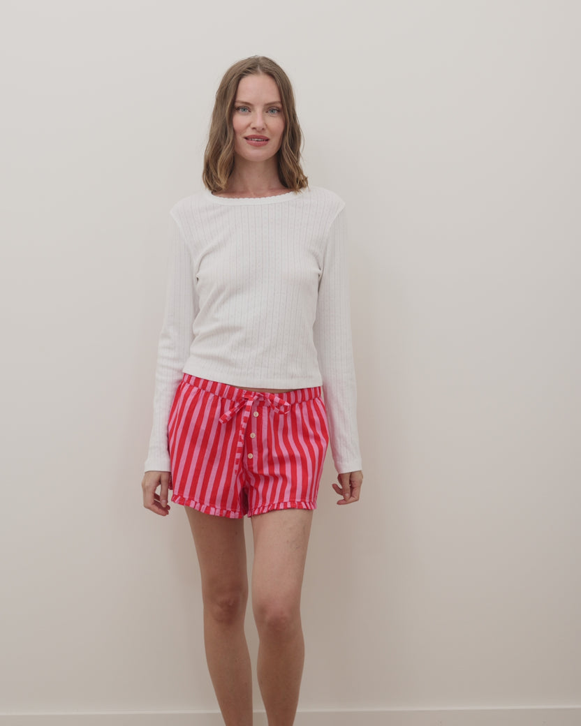 Taffy Stripes - Ruffle Shorts - Peppermint Swirl