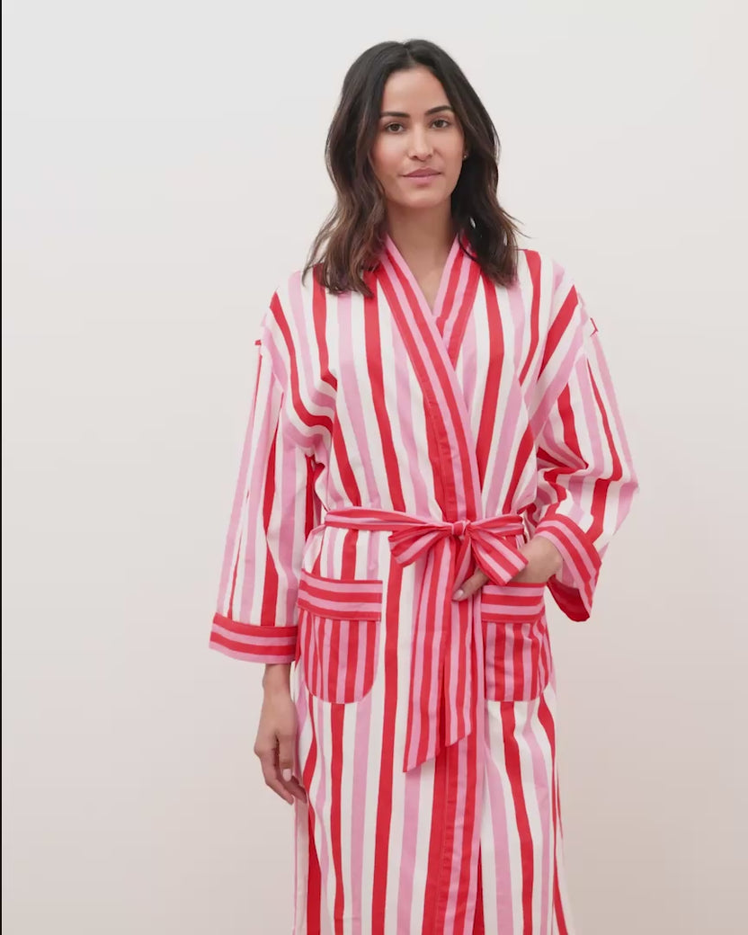 Taffy Stripes - Lounge Robe - Peppermint Swirl