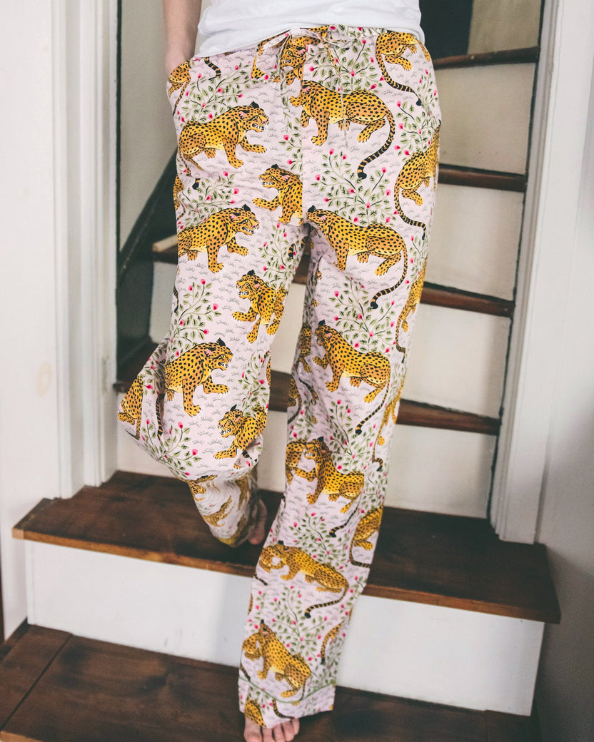 Bec is 5'8" and wears size S-T in Bagheera - Tall Pajama Pants - Blush